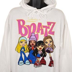 Bratz Sweatshirt Hoodie Mens Size Large White Fashion Dolls Animated TV Show
